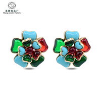 Anting-anting Desainer Minoritas Eropa dan Amerika Abad Pertengahan, Anting-anting Bunga Berwarna-warni Berlapis-lapis, Perhiasan Mode Retro dari Paduan Logam, Hadiah
