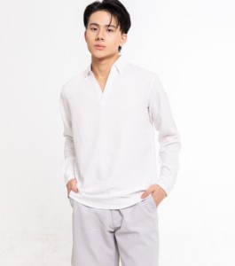 เสื้อเชิ้ตของผู้ชายผ้าโพลีเอสเตอร์แบบบีบอัดผ้านุ่มน้ำหนักเบาระบายอากาศได้ดีผลิตตามสั่ง - Product Image 1