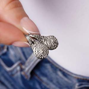 Boucles d'oreilles pendantes en diamant avec double halo et leverbacks Boucles d'oreilles pour femme - Product Image 4