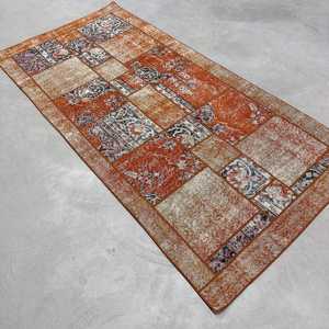 Alfombra Vintage de 3.6x7.6 pies, Alfombra Turca, Alfombra Marroquí de Lana Naranja - Product Image 3