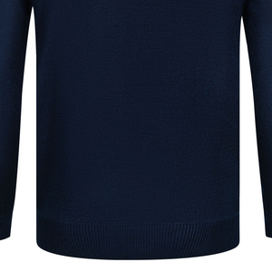 Suéter de cuello alto personalizable para hombre, suéter azul marino de gran tamaño, patrón sólido, transpirable, antiarrugas, traje de invierno con logotipo frontal - Product Image 6