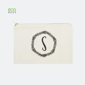 กระเป๋าผ้าแคนวาสแบบมีซิปสั่งทำได้ ลายตัวอักษรวินเทจ สำหรับเดินทาง ใส่เครื่องสำอาง ผลิตจากโรงงานในเวียดนาม เป็นมิตรกับสิ่งแวดล้อม เหมาะสำหรับทุกเพศ - Product Image 1