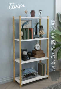 4-Tier Wooden Shelf <b>Unit</b> Multi-Purpose Bathroom, <b>Kitchen</b> & <b>Storage</b> Shelf Modern Open Bookshelf - Product Image 5