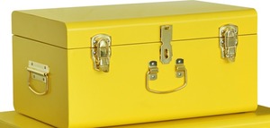 Grand coffre de rangement en métal avec accessoires dorés - Product Image 3