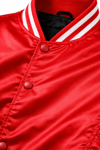 Chaqueta Varsity de Satén de Alta Calidad para Hombre, Chaqueta de Satén Suave con Botones, Estilo Urbano Unisex Personalizable - Product Image 6