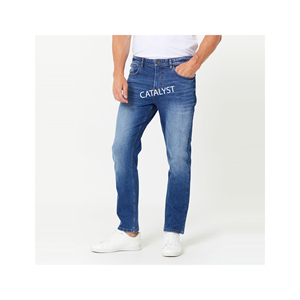 Pantalones de mezclilla ajustados de algodón de corte recto de diseñador ajustado para hombre de alta calidad nuevo patrón sólido XL Logotipo de cintura directa - Product Image 1