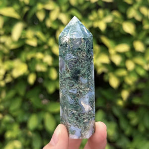 Torre de Ágata Musgosa, Obelisco de Piedra Preciosa Natural, Colección de Cristales de Ágata Musgosa, Decoración para el Hogar - Product Image 1