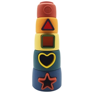 Montessori Silicone đầu học tập xây dựng Stackable ly đồ chơi mềm mọc răng trò chơi cho trẻ sơ sinh - Product Image 3
