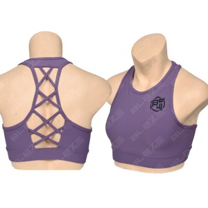 Tops cortos de Yoga con diseño frontal torcido y cuello redondo para mujer, sujetador de entrenamiento de gimnasio con espalda cruzada, sujetadores deportivos de Yoga para mujer, Fitness - Product Image 1