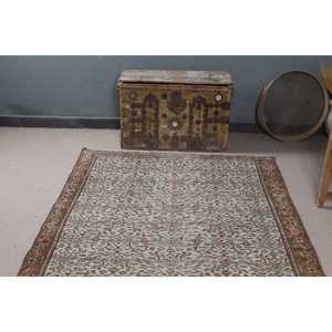 Alfombra de 4.7x8.2 pies, Alfombra Turca Vintage, Alfombra Marrón de Lana Marroquí - Product Image 4