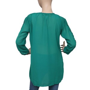 Haut en georgette style western pour femme - Vert - Product Image 3