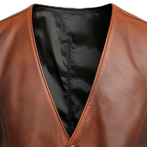 Chaleco de cuero de aspecto único y clásico, ropa informal para exteriores, Chaleco de cuero transpirable de estilo personalizado de alta calidad para hombres - Product Image 3
