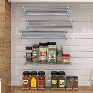 OEM/ODM Set di 4 Portaspezie da <span class=keywords><strong>Parete</strong></span> Multifunzione Non Pieghevoli in Acciaio Inox, Organizzatori Sospesi per la Casa - Product Image 2