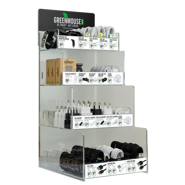 4 Tiers Acrylic Cell Phone Accessories Display Rack for Fast Charger Earphone USB Cable