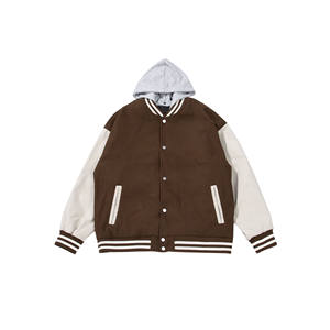 Chaquetas de béisbol de lana con estilo más vendidas para hombres Varsity Winter Wear con capucha extraíble y cuello alto - Product Image 1