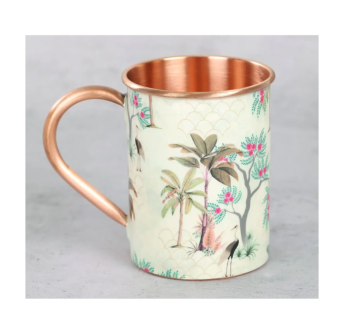 Floral Flock Copper Mug Home Küche & Tabletop Drink Ware Hammered Mule Copper Mug beste Qualität niedriger Preis für Kupfer becher Tassen