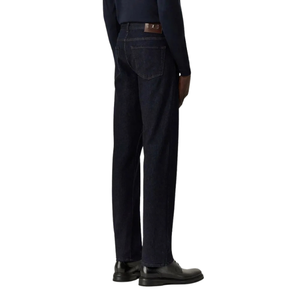 กางเกงยีนส์คลาสสิกสีน้ำเงินมีกระเป๋าห้าจุดใส่สบายเอวสูงอเนกประสงค์ลำลองสีพื้นสำหรับฤดูร้อนดีไซน์คริสตัลปัก - Product Image 3