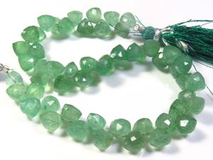 8 brins de perles de briolette à facettes en quartz fraise naturel 6.5-7mm de pierres précieuses vertes en vrac avec une coupe de trillion - Product Image 6