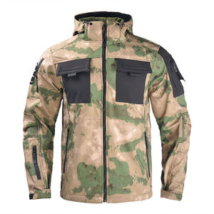 <b>Men's</b> New Style High Quality Softshell Outdoor <b>Jacket</b> Skin Polyester <b>Camo</b> with Stand Collar and Removable Hood for Hunting - Product Image 3