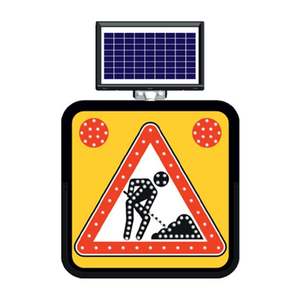 Señal de Advertencia Reflectante de Tráfico de 60 x 60 cm, Alimentada por Energía Solar, para Uso en Carreteras - Product Image 1