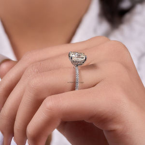 Elongated Cushion Cut 2.40 Ct <b>Moissanite</b> Diamond Hidden Halo Engagement <b>Ring</b> in Solid Gold Luxury Engagement <b>Ring</b> for Her - Product Image 2