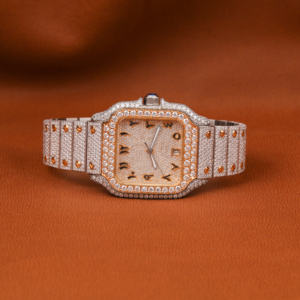 Montre personnalisée en Moissanite ronde avec cadran classique avec date et chiffres arabes pour homme Cadeau - Product Image 1