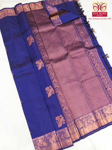 Saree Sutra Kanjeevaram Asli |   Saree Sutra Mulberry Murni Tenun Tangan dengan Zari Emas Asli untuk Pernikahan dan Pengantin