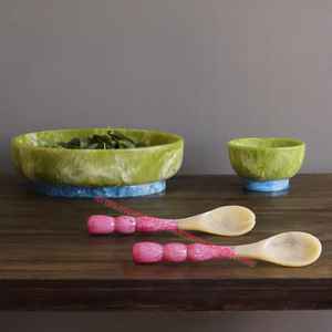 Juego de servidor de ensalada de resina Peine de ensalada Spiner con textura de mármol y patrón de remolino de agua utilizado en Home Hotel - Product Image 2