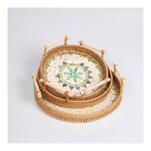 Plateau d'incrustation de nacre de luxe du Vietnam plateau de service décoratif fait à la main écologique pour l'hôtel à la maison moderne-SM2037 - Product Image 1