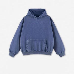 Alta calidad bordado personalizado 420gsm Heavy Duty Oversized Pullover Stone Washed Sudadera con capucha con mangas caídas - Product Image 6