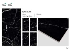 Carreaux de sol en porcelaine super noir à haute brillance 600x1200mm Carreaux polis modernes pour des intérieurs élégants - Product Image 1