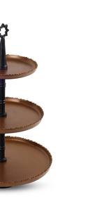 Support à gâteau moderne à 3 niveaux en métal bronze avec tige noire décorative, support à gâteau rond avec poignée en étoile, présentoir à dessert à étages - Product Image 6