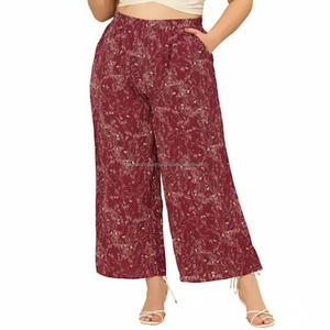 Pantalon palazzo léger à imprimé floral pour femme, coupe ample, idéal pour la plage, mode estivale - Product Image 1