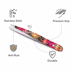 Pinzas Profesionales de Acero Inoxidable de Calidad Premium para Cejas, Inclinadas, Ecológicas, de Precisión, para Depilación, con Mango Impreso, para Belleza - Product Image 4