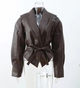 เสื้อแจ็กเก็ตหนังแท้สำหรับผู้ชายกันน้ำสไตล์สตรีทแบบผูกเชือกระบายอากาศได้ดีสำหรับฤดูใบไม้ผลิฤดูใบไม้ร่วง - Product Image 1