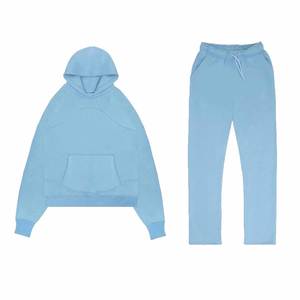 Sudaderas con capucha de color real personalizado con pantalones más largos, parches con logotipo OEM, chándal hecho a medida en blanco de alta calidad - Product Image 3