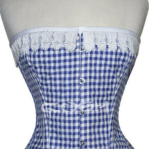 Fabricante de Corsés de Fiesta con Estampado a Cuadros Azul, de Algodón, con Varillas de Acero, Hechos a Medida - Product Image 5
