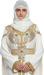 Caftán Marroquí Modesto de Dubái, Abaya Árabe Maxi, Caftán con Cuentas Hechas a Mano, Largo hasta el Suelo, Ecológico, para Fiestas, Bodas, Playa - Product Image 4