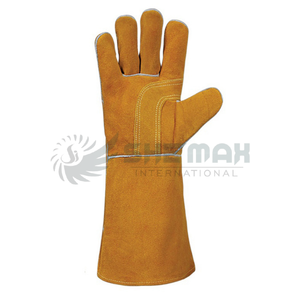 ถุงมืองานเชื่อมพร้อมหนังกันไฟติดข้อมือยาวเป็นพิเศษใส่สบายป้องกันความร้อนสำหรับงานหล่อโลหะ - Product Image 3