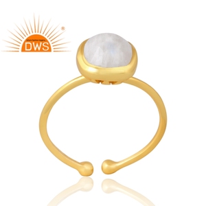 Venta caliente 925 Plata de Ley 18K Chapado en oro Natural Rainbow Moon Stone Anillo de piedras preciosas Demi Fine Jewelry Manufacturer - Product Image 1