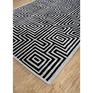 Tapis géométrique gris et noir Adrift, tufté à la main en laine et viscose, épaisseur 10 mm, motif abstrait rayé rectangulaire pour la maison et le couloir, modèle Tnq-22 - Product Image 2