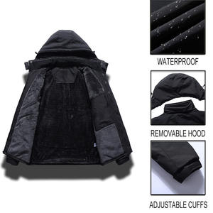 Veste de ski d'hiver coupe-vent et imperméable pour hommes combinaison épaissie à capuche chaude combinaison une pièce tissu denim teint uni - Product Image 6