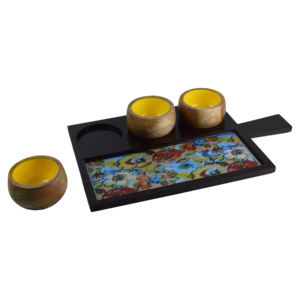 Bandeja de Servicio de Diseño Industrial en Madera, Decorativa, con Acabado en Esmalte Multicolor e Impresión - Product Image 2