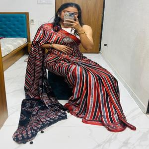 Exclusive Ajrakh Gaji Bandhej <b>Saree</b> <b>Woman</b> Fashion Manufacturer And Supplier From Surat At Lowest Rate - Product Image 1