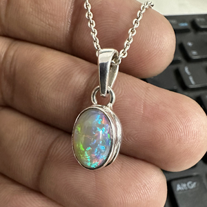 Pendentif en pierre précieuse opale de feu éthiopienne naturelle en argent sterling 925, pierre de naissance d'octobre, breloque opale - Product Image 5