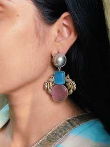 OM Fashion Studio Vintage Français Égyptien Laiton Léger Multi-Fonction Classique Boucle D'oreille Temple Mur Lapis Or Pierre - Product Image 3