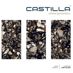 Azulejos de porcelana de alto brillo de 600x1200mm SEASHELL BLACK - Product Image 2