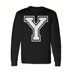Camiseta de Manga Larga con Monograma del Alfabeto Universitario con la Letra Y, Cuello Redondo Unisex para Adultos, Impresión por Serigrafía Promocional - Product Image 2