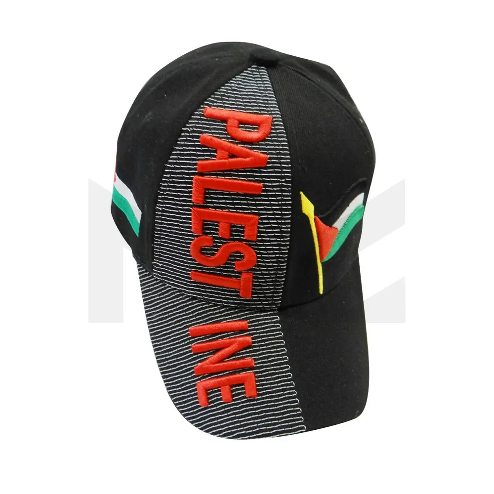 Toppa con stemma con lettere rosse nere del paese della palestina sul berretto con cappello ricamato sul lato