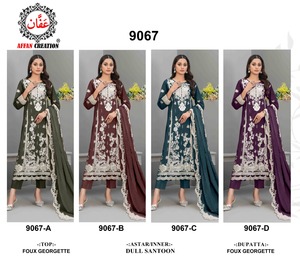 Venta caliente Faux Georgette con corte de trabajo Salwar Suit Fabricante y proveedor de Surat a la tarifa más baja - Product Image 4